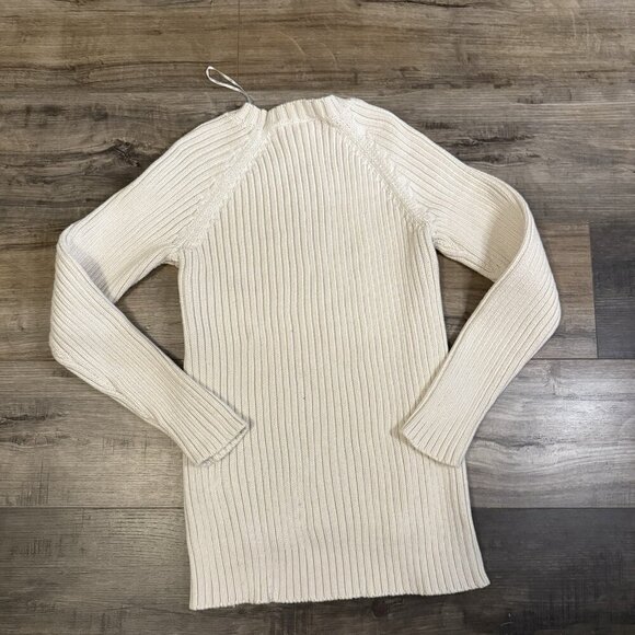 Michael Kors White Chunky Cable Knit Ribbed Long Sleeve Pullover Sweater - Picture 2 of 6